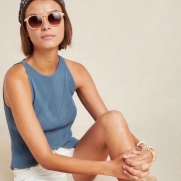 Fortune + Ivy Tops - Fortune + Ivy Blue/Teal Knit Tank Top | Size Medium